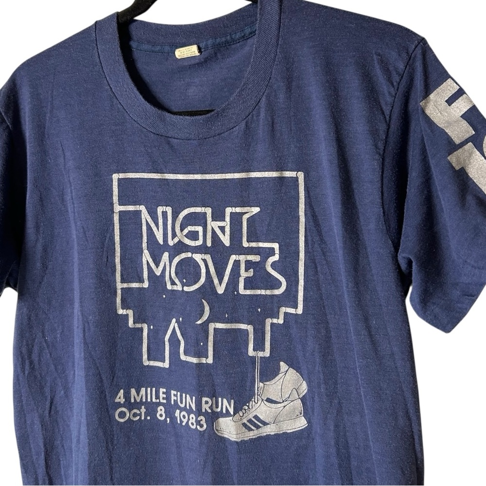 Vintage 1983 Screen Stars Night Moves Fun Run Tee USA Single Stitch Large - Picture 3 of 9